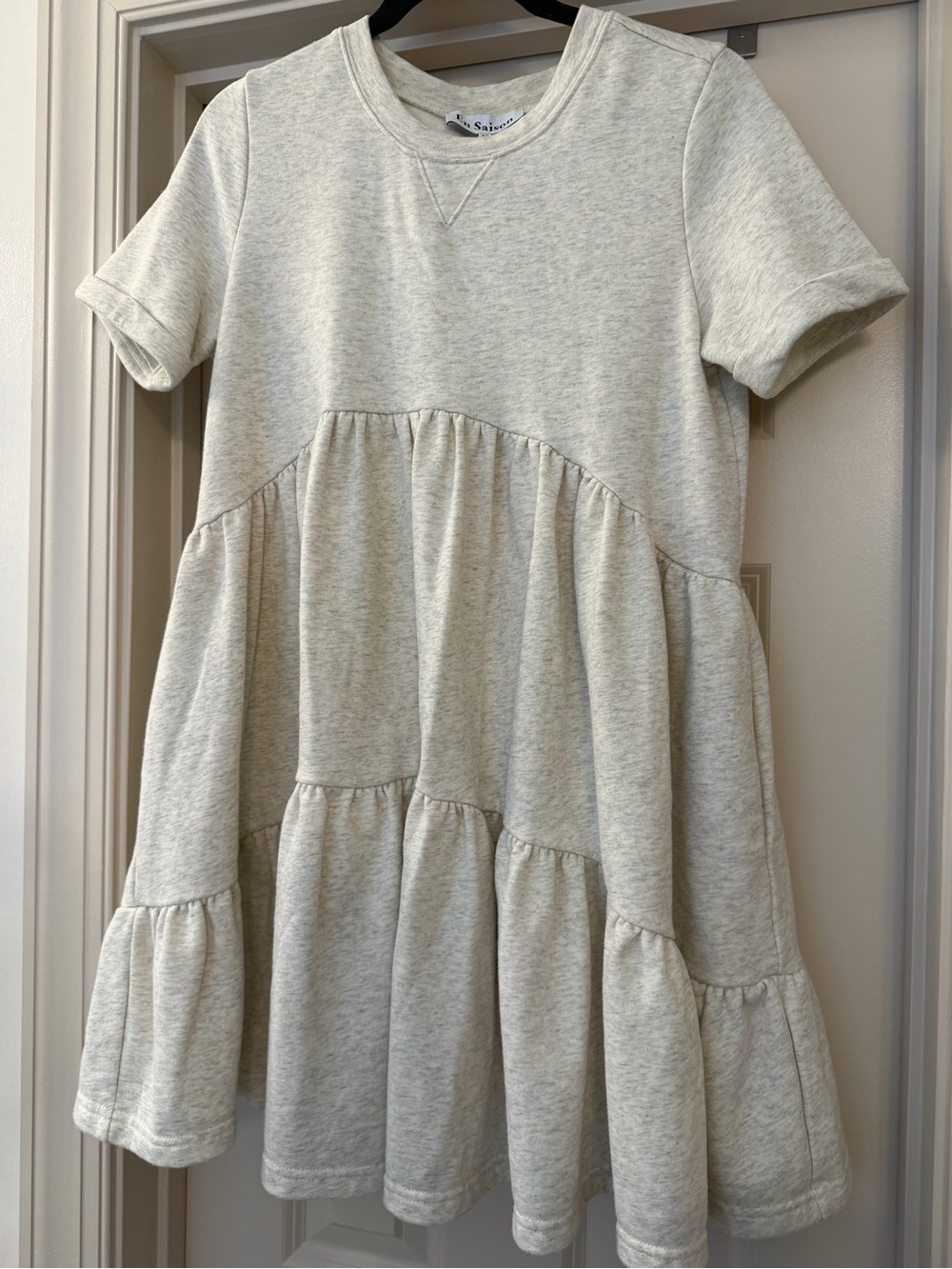 En Saison Heathered Babydoll Short Sleeve Tiered 100% Cotton Dress